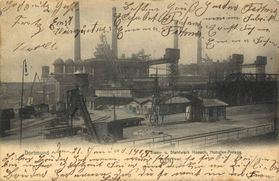 Dortmund, Nordrhein-Westfalen - Eisen- und Stahlwerk Hoesch, Hochofenanlage (Zeno Ansichtskarten)