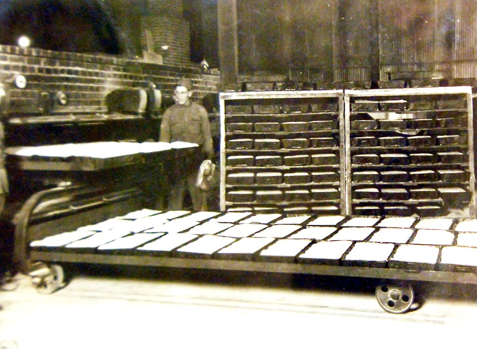 Dough for the garrison bread ready to be placed in the oven, France, WWI (33052882866)