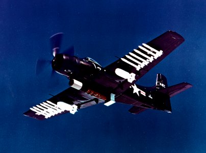 Douglas AD-2 Skyraider in flight during a weapons test, circa in the early 1950s (NH 101814-KN)