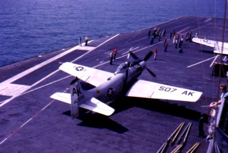 Douglas A-1J Skyraider of VA-145 aboard USS Intrepid (CVS-11), in 1967