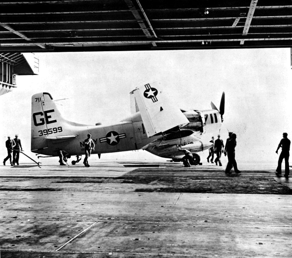 Douglas AD-5W Skyraider of VAW-12, Det.48 aboard USS Wasp (CVS-12), in 1960