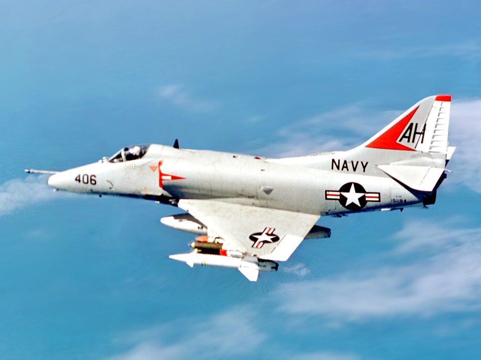 Douglas A-4E Skyhawk of VA-164 in flight over Vietnam, 21 November 1967 (6430101)