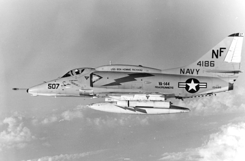Douglas A-4F Skyhawk of VA-144 in flight in April 1970