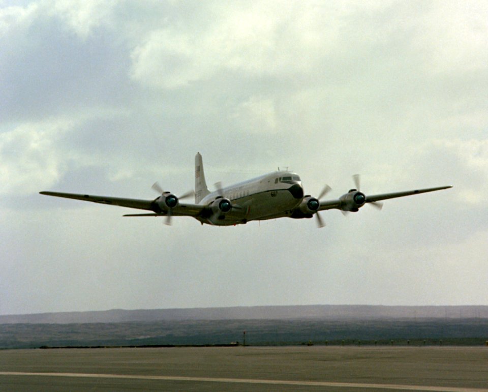Douglas C-118A Liftmaster taking off in 1988