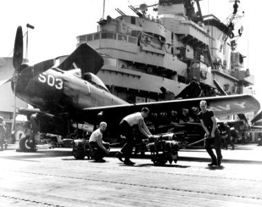 Douglas AD-4 Skyraider of VA-115 aboard USS Philippine Sea (CV-47), in October 1950 (80-G-420919)