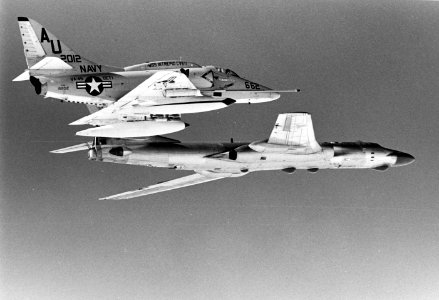 Douglas A-4E Skyhawk of VA-45 escorts Soviet Tupolev Tu-16 c1972