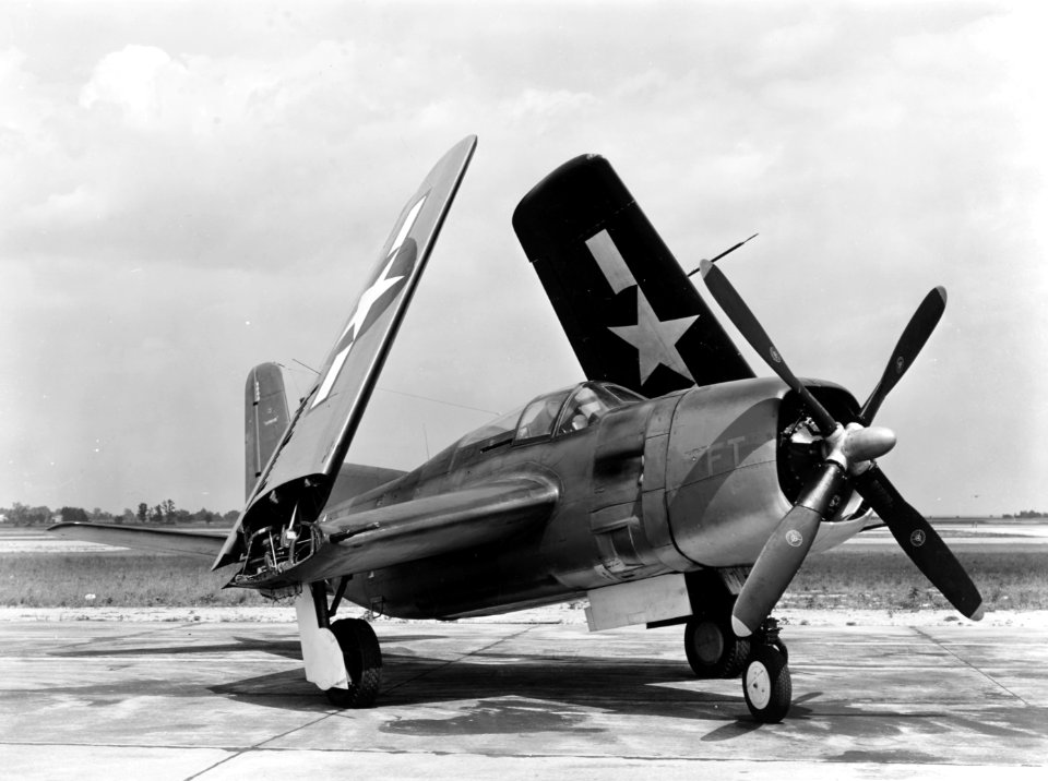 Douglas BTD-1 with folded wings at NAS Patuxent River in June 1944