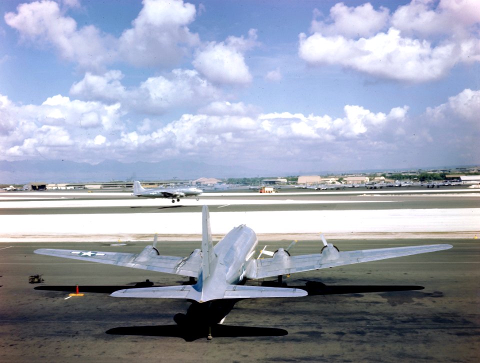 Douglas R5D Skymasters at Hickam Field, Hawaii, circa 1944-45 (80-G-K-15993)