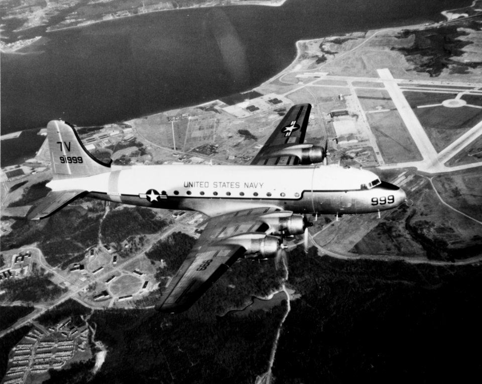 Douglas R5D-3 of VR-724 over NAS Patuxent River in 1958