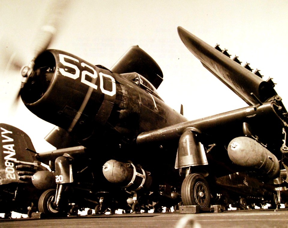 Douglas AD-4 Skyraider of VA-195 aboard USS Princeton (CV-37) off Korea, in 1951 (USN 708253)