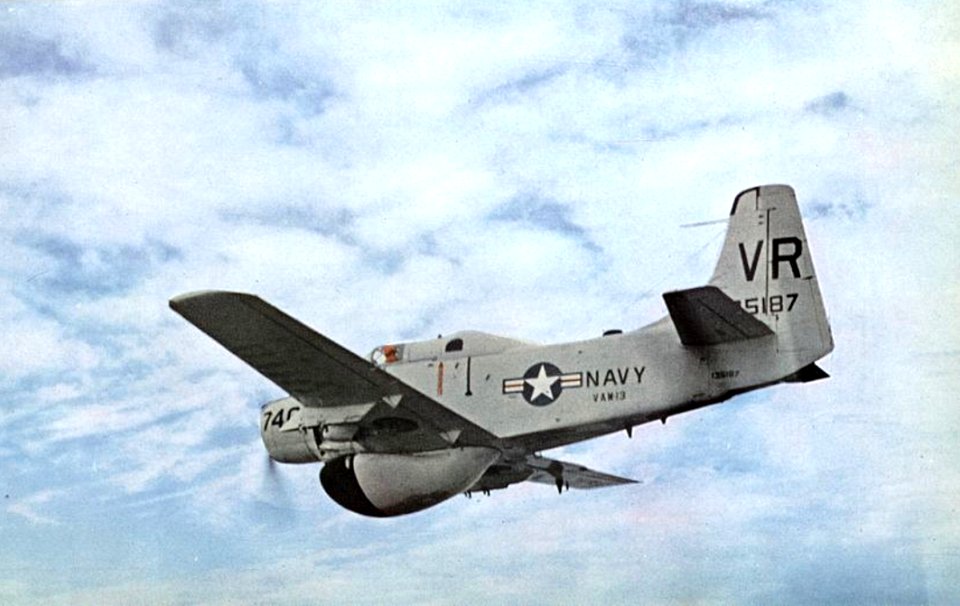 Douglas AD-5W Skyraider of VAW-13 Det.N in flight, 1960