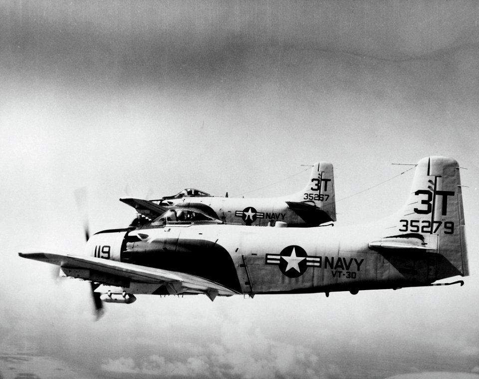 Douglas AD-6 Skyraiders of VT-30 in flight over Texas on 5 March 1962 (NNAM.1996.253.3058)