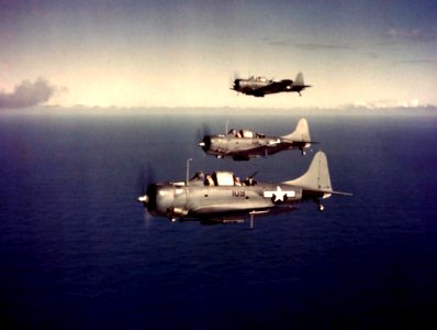 Douglas SBDs in flight in October 1943