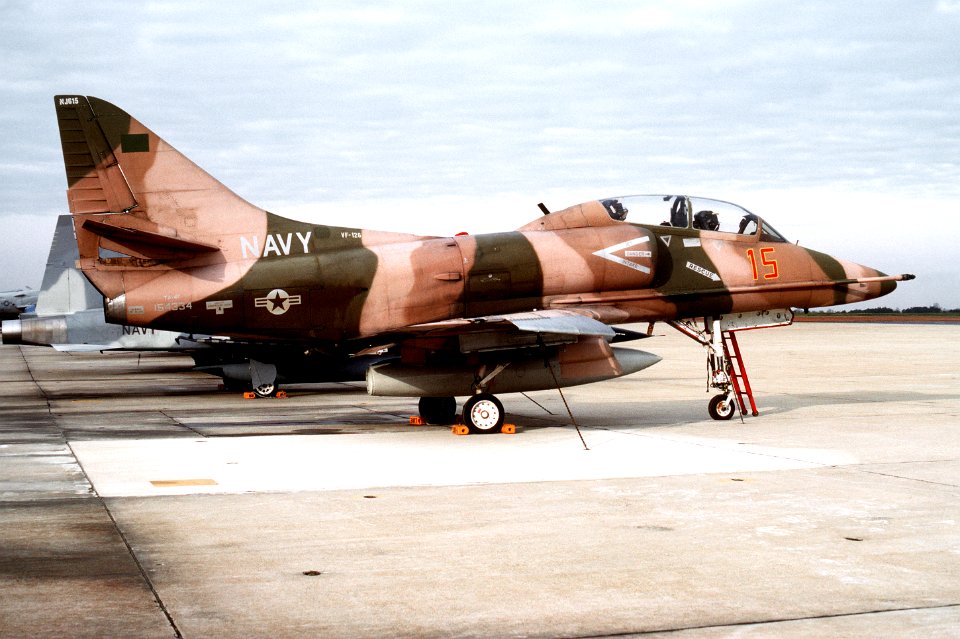 Douglas TA-4F Skyhawk of VF-126 at Naval Air Facility Andrews on 5 December 1992