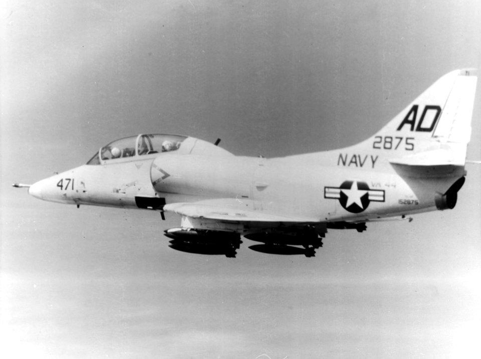 Douglas TA-4F Skyhawk of VA-44 in flight on 14 January 1970