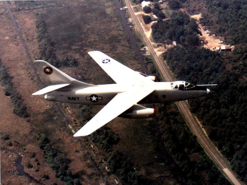 Douglas VA-3B Skywarrior in flight near Kitty Hawk