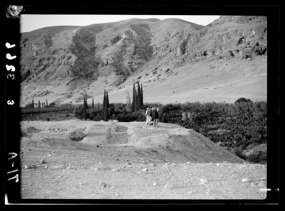 Down the Jordan Valley from the Sea of Galilee to the Dead Sea. Ain Duke showing site where mosaic floor was found LOC matpc.15261