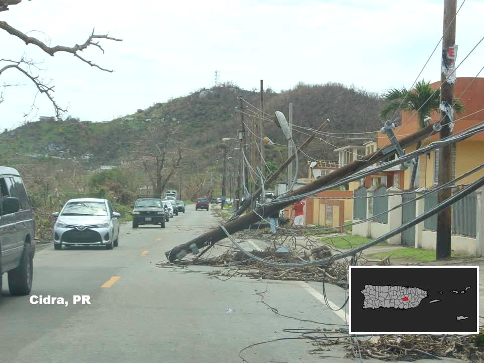 Downed power line in Cidra, Puerto Rico after Hurricane Maria