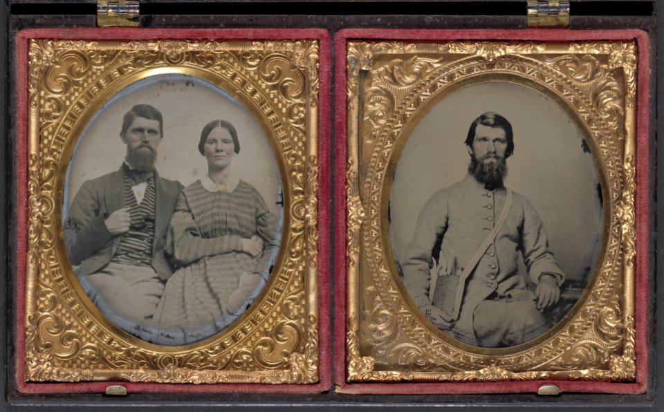 Dr. Alexander Harris of 15th Virginia Infantry Regiment in uniform and Dr. Harris with his wife after the war LCCN2012646136
