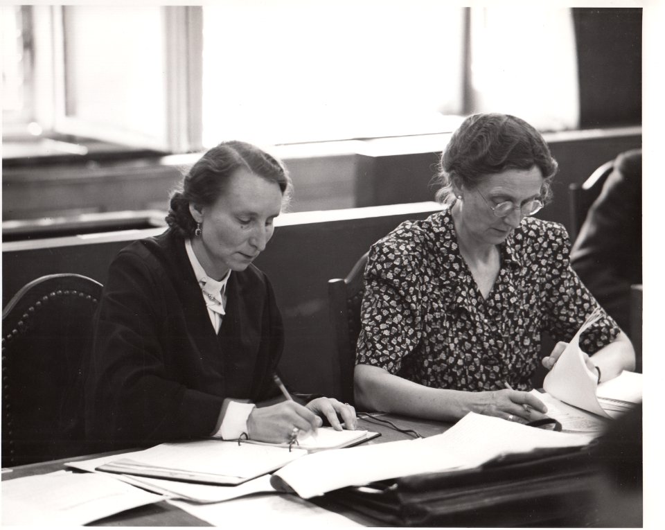 Dr. Agnes Nath-Schreiber, defense attorney and Frau Karen Huppertz, affiant in the Doctors' Trial