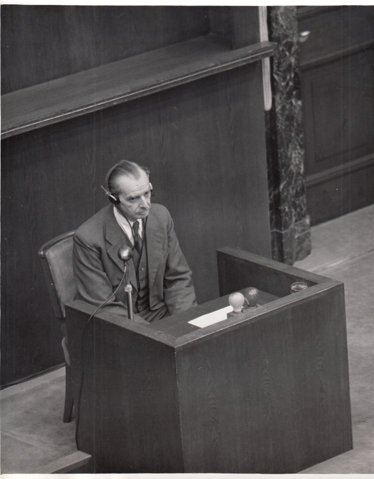 Dr. Fritz Witt on the witness stand during the Doctors' Trial