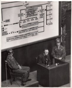 Dr. Fritz Mennecke on witness stand during the Doctors' Trial