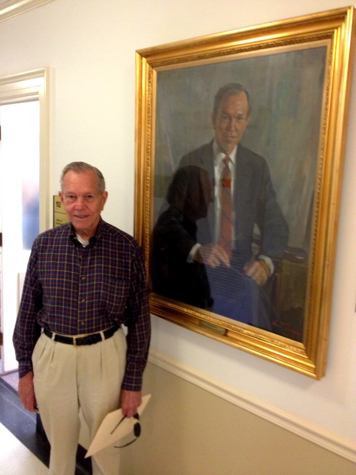 Dr. James B. Wyngaarden with his portrait, James Shannon Building (Bldg 1), National Institute of Health (27582457380)