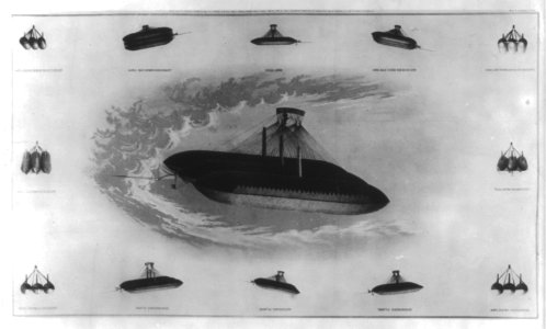 Dr. Solomon Andrew's airship Aereon, in which he proposes ot cross ocean during Civil War, 1863 LCCN2001705774