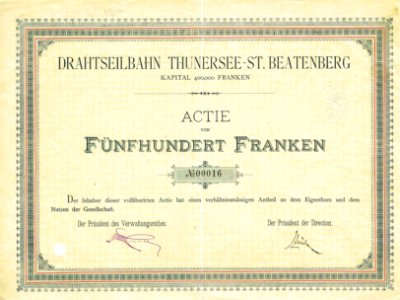 Drahtseilbahn Thunersee-St.Beatenberg 1889