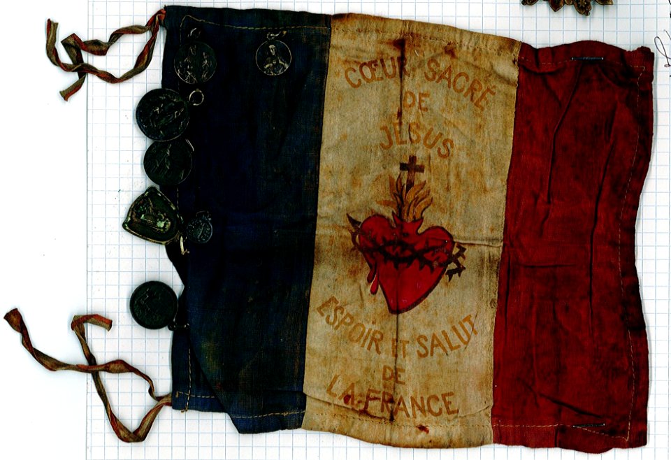 Drapeau Cœur sacré de Jesus, espoir et salut de la France