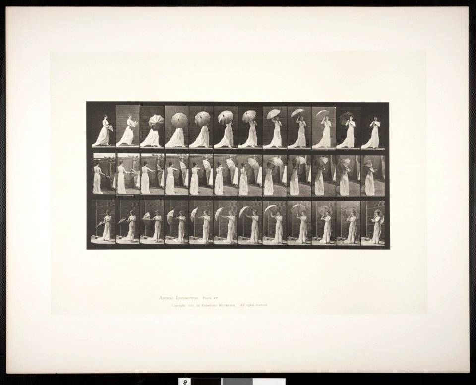 Draped woman opening a parasol and turning around (rbm-QP301M8-1887-461)