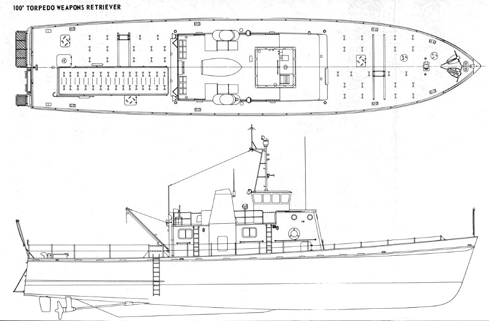 Drawing of 100' Torpedo Weapons Retriever