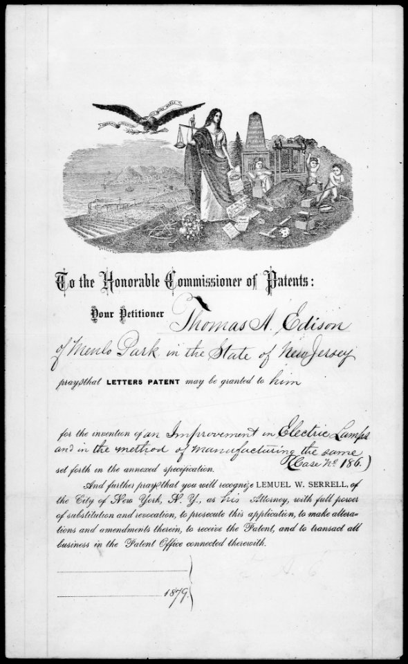Drawing of the Incandescent Light Bulb by Thomas Edison, 01-27-1880 (Page 1 of 2) (5286032634)