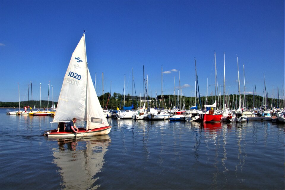 Sailing mast water lake photo