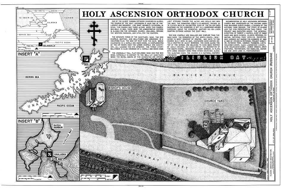 Drawing Holy Ascension Russian Orthodox Church, Unalaska Island, Unalaska