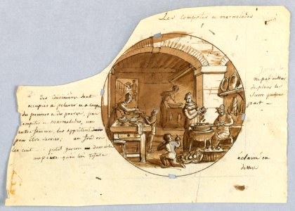 Drawing, Design for a Painted Porcelain Plate, Les Compotes et Marmelades (Compotes and Marmalades) for the Service des Objets de Dessert (Dessert Service), 1819–20 (CH 18632319)
