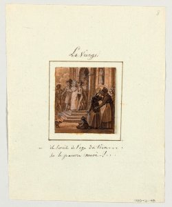 Drawing, Design for a Painted Porcelain Plate, La Vierge (The Virgin) from the Le Zodiaque Travesti (The Farcical Zodiac) Service, 1824 (CH 18632373)