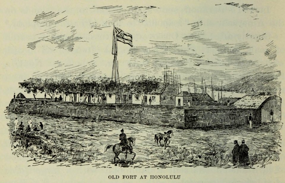 Drawing of the Old Fort of Honolulu