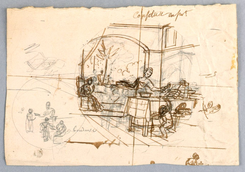 Drawing, Design for a Painted Porcelain Plate, Confiture en Pot (Potted Jam) for the Service des Objets de Dessert (Dessert Service), 1819–20 (CH 18632325)