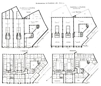 Drei Kaiserbau in Frankfurt am Main, Architekt Eugen Greiss, Frankfurt, Tafel 73, Kick Jahrgang II, Grundriss