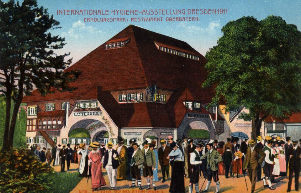 Dresden, Sachsen - Internationale Hygiene-Ausstellung 1911; Erholungspark - Restaurant Oberbayer (Zeno Ansichtskarten)
