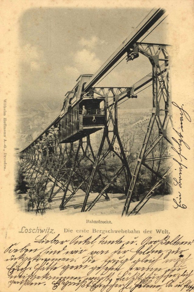 Dresden, Sachsen - Bergschwebebahn; Bahnstrecke (Zeno Ansichtskarten)