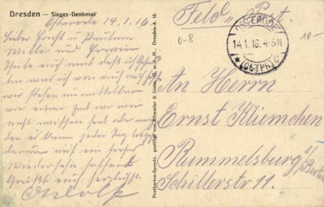 Dresden, Sachsen - Siegesdenkmal (back) (Zeno Ansichtskarten)