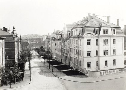Dresden-Löbtau. Habsburger Straße (Fritz-Schulze-Straße). Blick nach Norden zur Altfrankener Straße