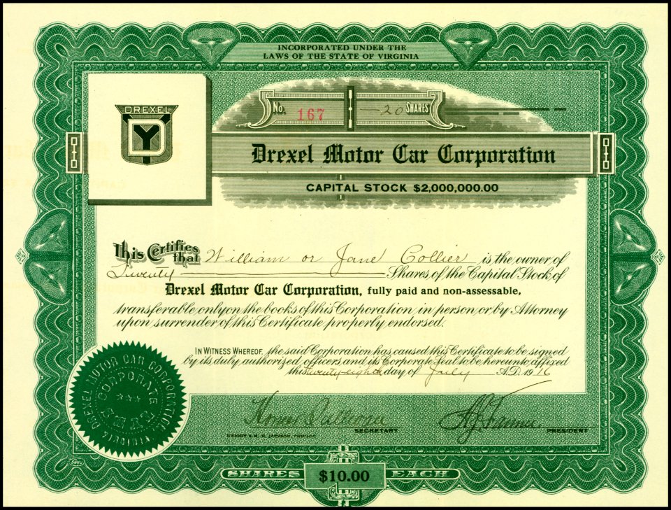 Drexel Motor Car Corp 1916