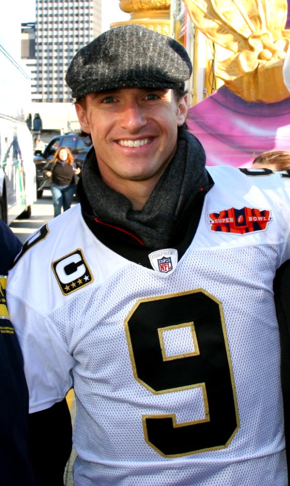 Drew Brees at Saints Super Bowl parade 2010-02-09
