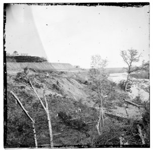 Drewry's Bluff, Virginia. Exterior view of Confederate Fort Darling and obstructions in James LOC cwpb.02864