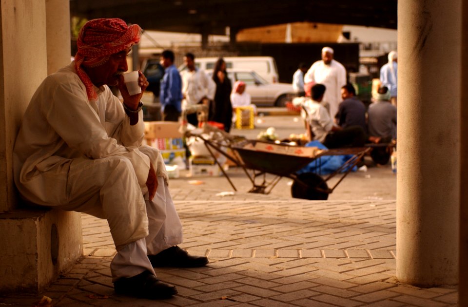 Drinking coffee in the bazaar photo