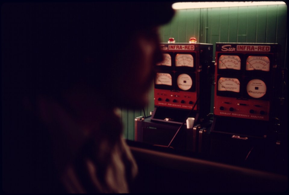 Driver of This 1975 Van Watched as His Vehicle Failed the Carbon Monoxide Portion of the Test at an Auto Emission Inspection Station in Norwood, Ohio...09-1975 (4266526716)