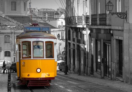 Lisbon tram historically photo